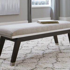 Signature Design by Ashley Maretto Espresso Brown/Silvertone Upholstered Bench