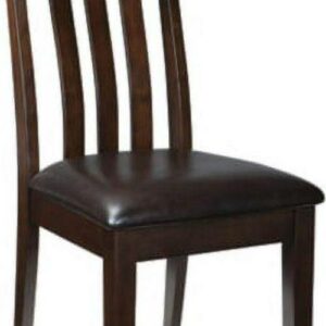 Signature Design by Ashley Haddigan Faux Leather Cushioned Rake Back Dining Chair, Set of 2, Dark Brown