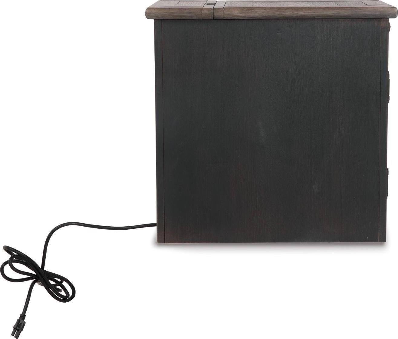 Signature Design by Ashley Tyler Creek Rustic Farmhouse Chairside End Table with USB Charging Ports & Cup Holders - Grayish Brown/Black - Image 7