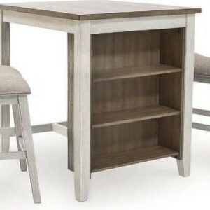 Signature Design by Ashley Casual Skempton Counter Height Dining Table and Bar Stools (Set of 3), White/Light Brown