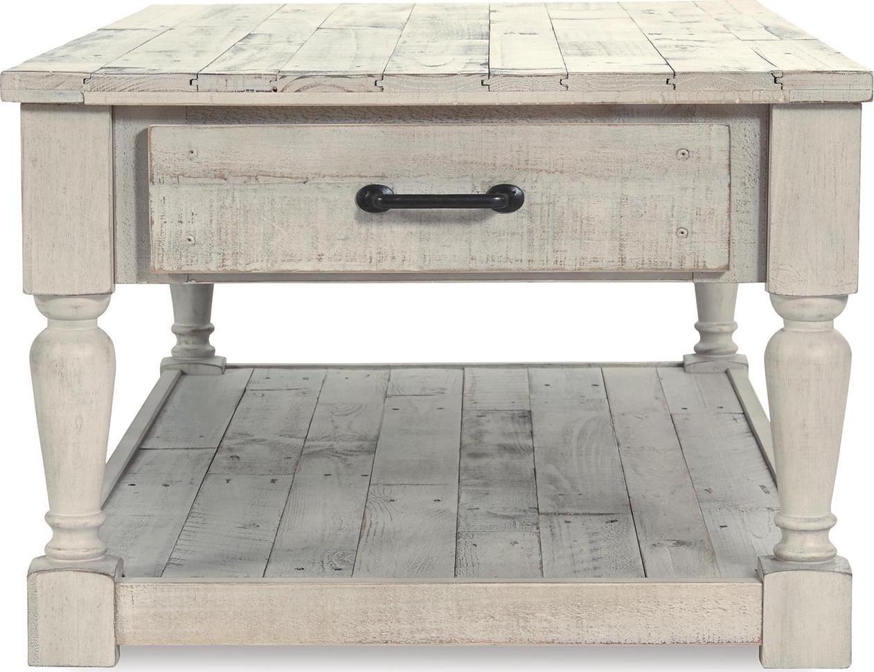 Signature Design by Ashley Shawnalore 2 Drawer Coffee Table, Whitewash - Image 5