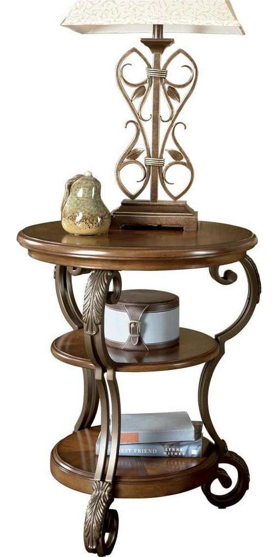 Signature Design by Ashley Traditional Nestor Chairside End Table Medium Brown