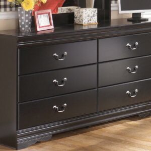 Ashley Furniture Huey Vineyards 6 Drawer Wood Double Dresser in Black