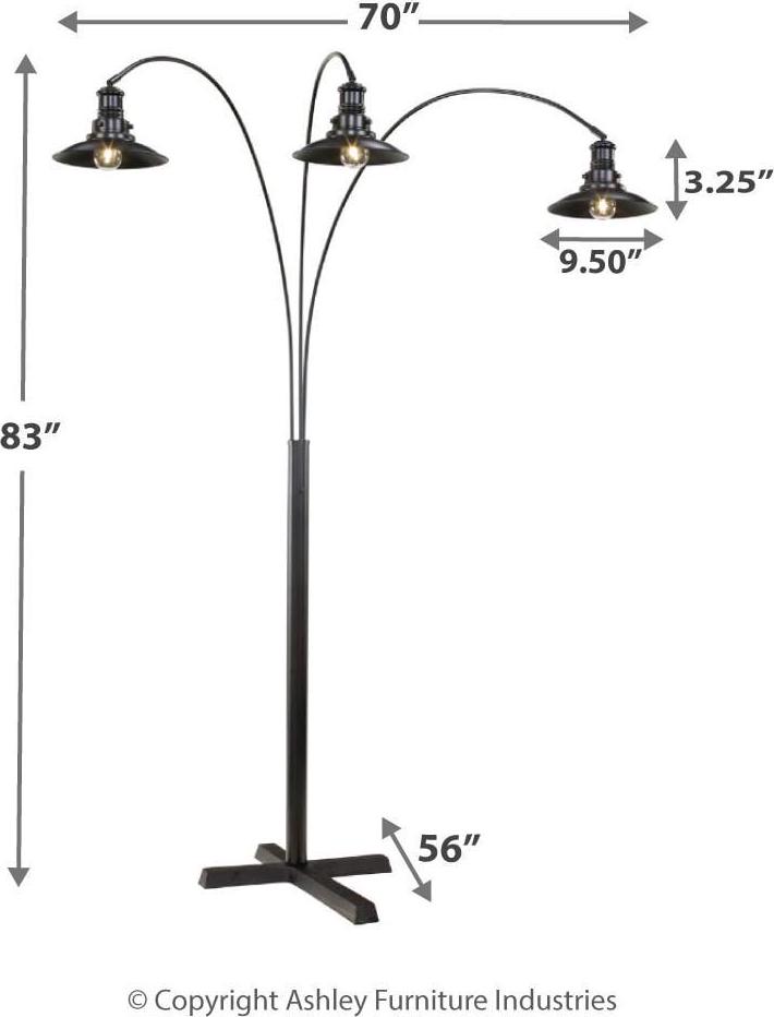 Signature Design by Ashley Sheriel Industrial Metal Arc Floor Lamp with Adjustable Neck, Black - Image 4