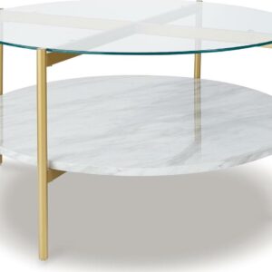 Signature Design by Ashley Contemporary Wynora Coffee Table White/Gold