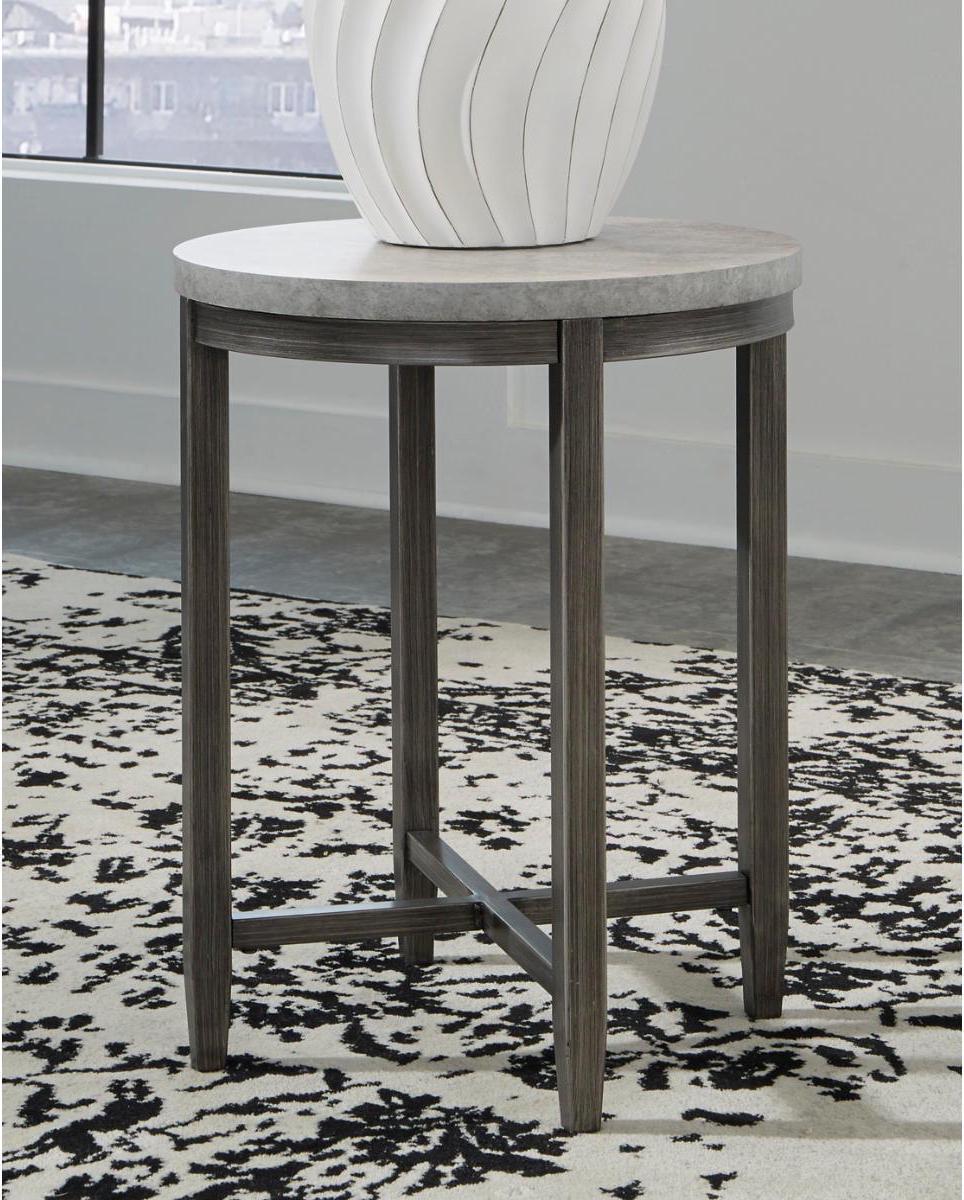 Signature Design by Ashley Shybourne Round End Table, Light Gray - Image 2