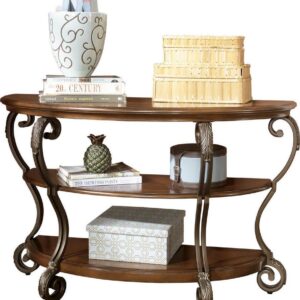 Signature Design by Ashley Traditional Nestor Sofa/Console Table Medium Brown
