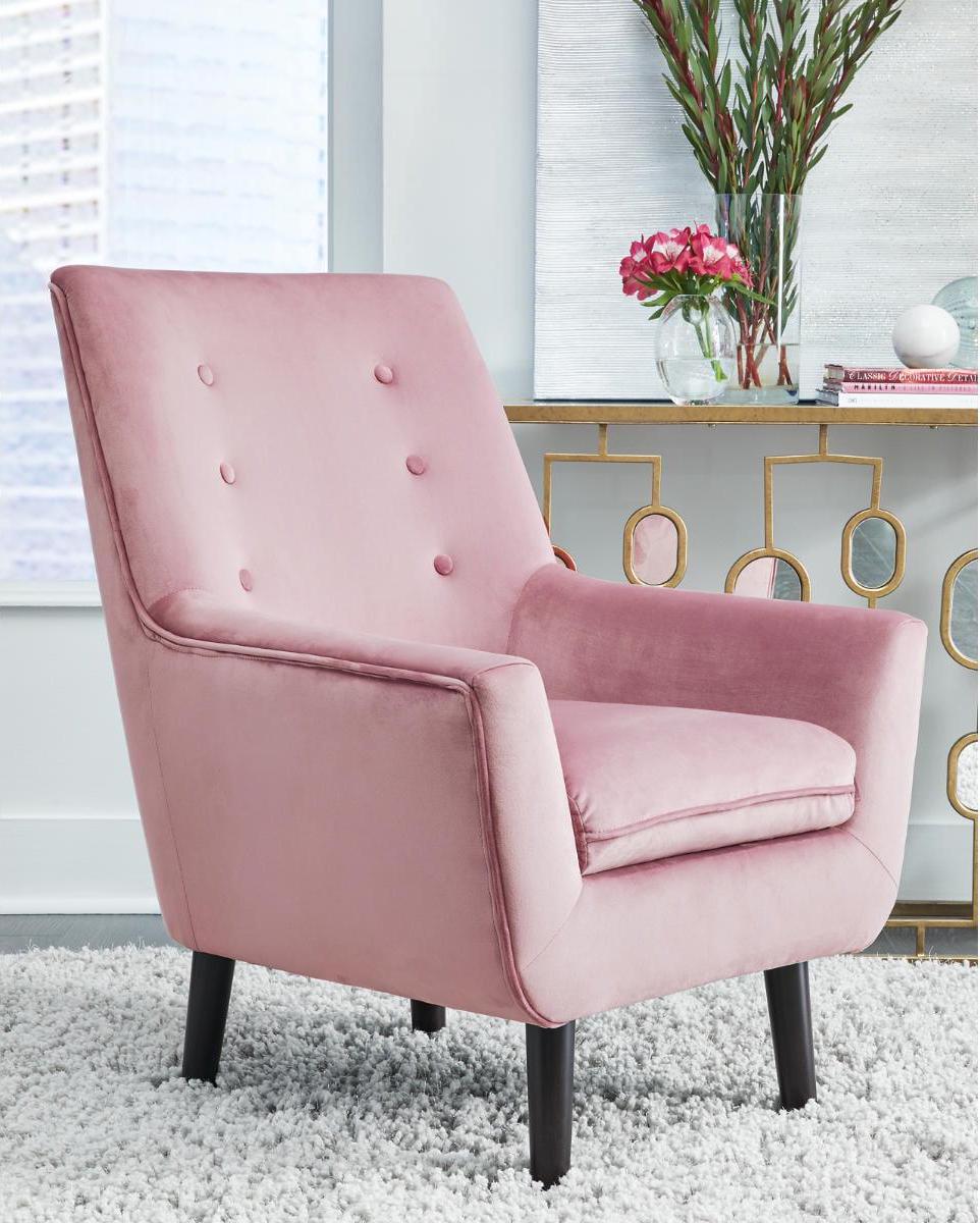 Signature Design by Ashley Zossen Chic Velvet Tufted Accent Chair, Pink - Image 2