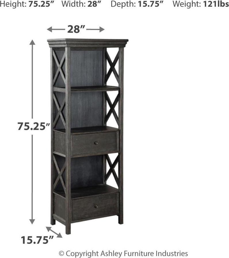 Signature Design by Ashley Tyler Creek 2 Drawer Display Cabinet, Black/Gray - Image 4