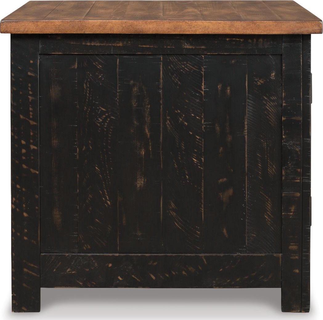 Signature Design by Ashley Valebeck Farmhouse Rectangular End Table with Storage Cabinet - Rustic Two-Tone Black/Brown - Image 6