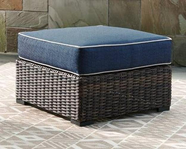 Signature Design by Ashley Contemporary Grasson Lane Ottoman with Cushion Brown/Blue - Image 5