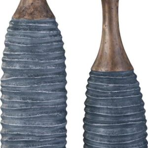 Signature Design by Ashley Blayze Decorative Vase Set, Sculptural Modern Texture, Composite Paper Material, Set of 2
