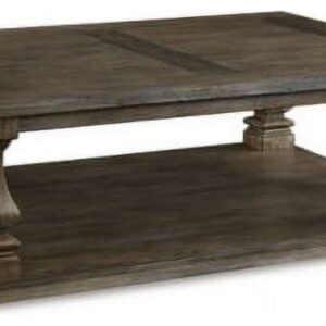 Signature Design by Ashley Johnelle Gray Coffee Table with Storage Shelf, Traditional Farmhouse Style