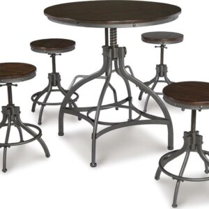 Signature Design by Ashley Casual Odium Counter Height Dining Table and Bar Stools (Set of 5) Brown