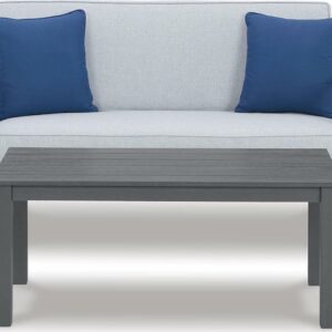 Signature Design by Ashley Casual Fynnegan Outdoor Loveseat with Table, Set of 2, Gray