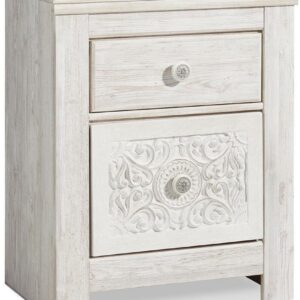 Signature Design by Ashley Traditional Paxberry 2 Drawer Nightstand, Whitewash