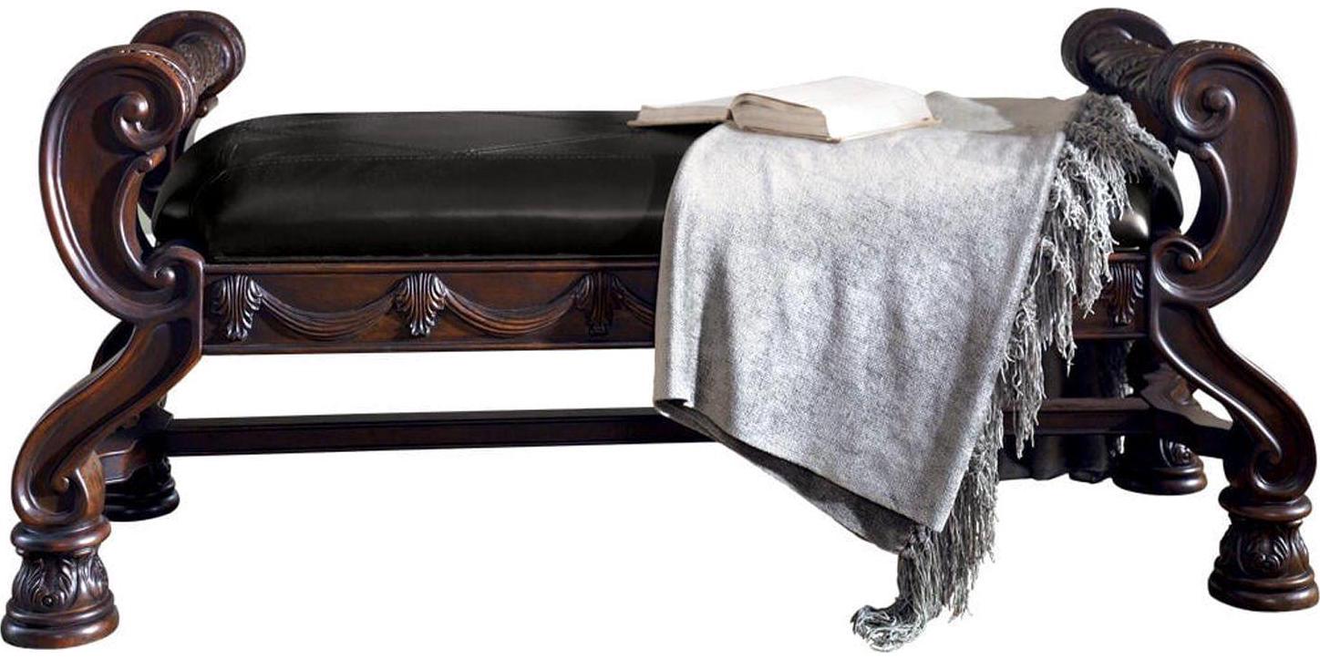 Signature Design by Ashley Traditional North Shore Upholstered Bench Dark Brown