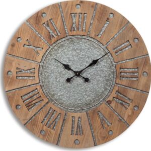 Signature Design by Ashley Casual Payson Wall Clock Antique Gray/Natural
