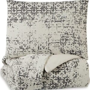 Signature Design by Ashley Casual Addey Queen Comforter Set Charcoal/Bone