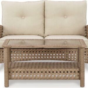 Signature Design by Ashley Casual Braylee Outdoor Loveseat with Table, Set of 2, Driftwood