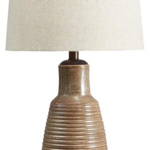 Signature Design by Ashley Calixto Casual 30 Single Ceramic Table Lamp with Ribbed Texture