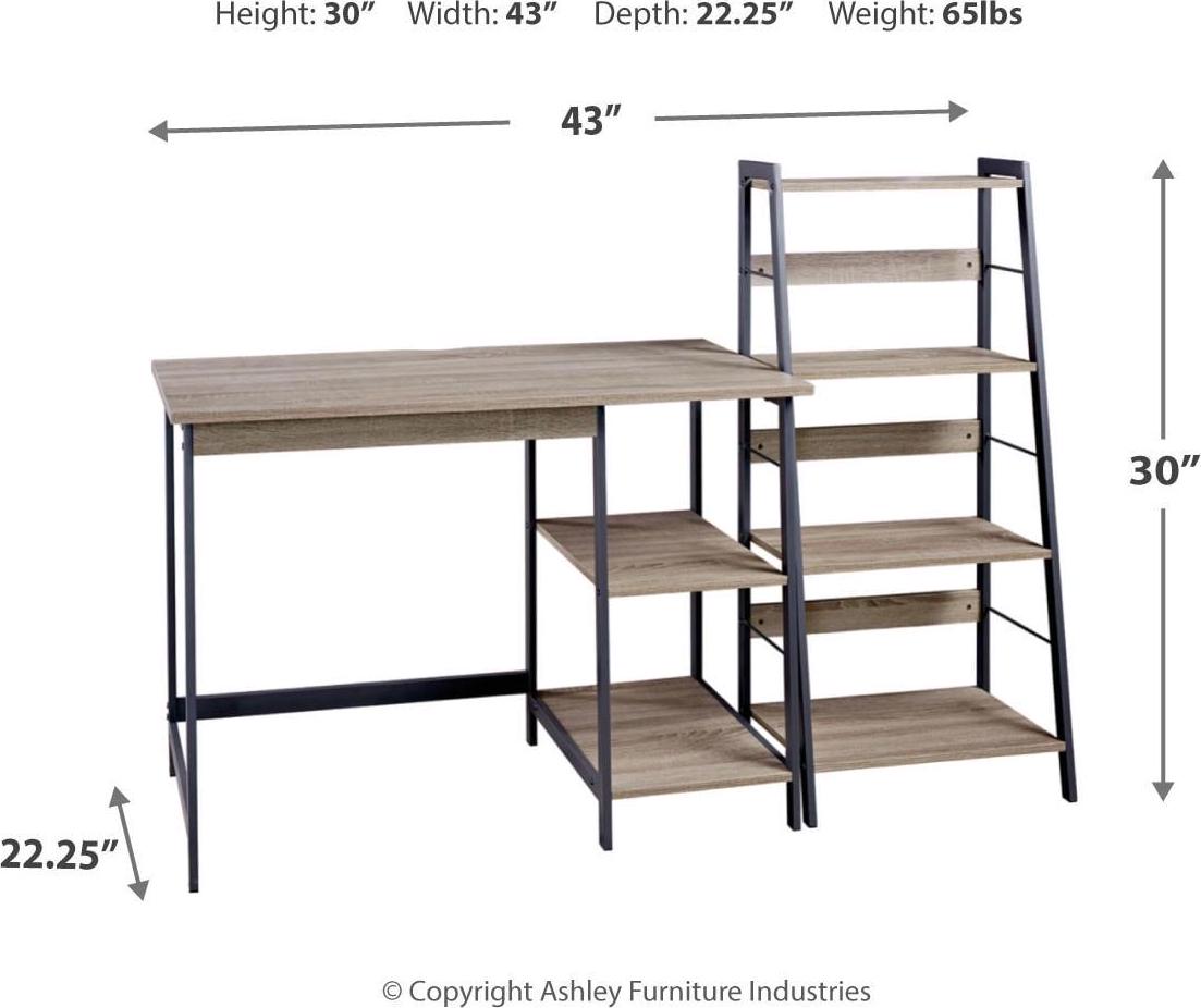 Signature Design by Ashley Soho Home Office Desk with 4 Shelf Bookcase, Light Brown - Image 4