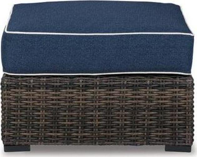 Signature Design by Ashley Contemporary Grasson Lane Ottoman with Cushion Brown/Blue - Image 6