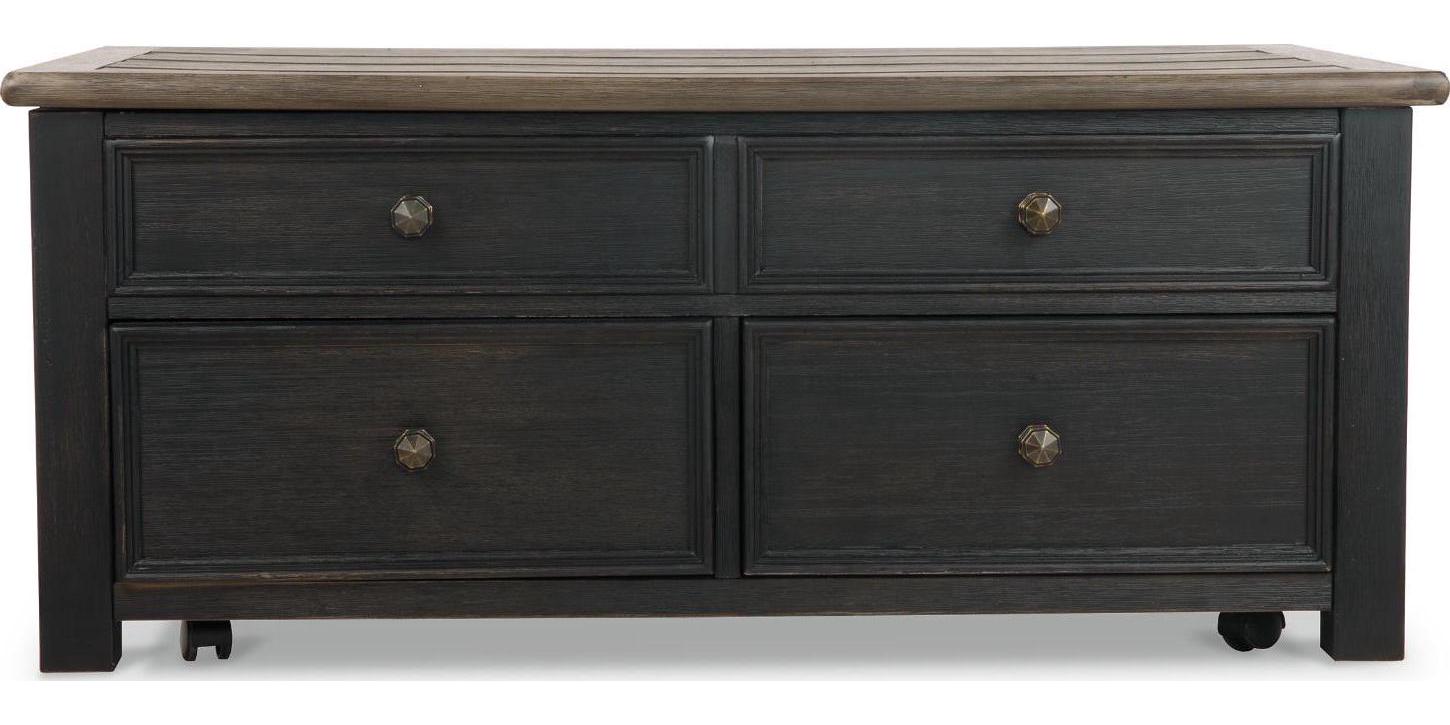 Signature Design by Ashley Tyler Creek 4 Drawer Coffee Table with Lift Top, Grayish Brown/Black - Image 7