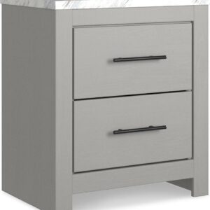 Signature Design by Ashley Cottonburg Contemporary 2 Drawer Nightstand, Light Gray/White