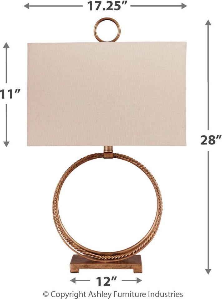 Signature Design by Ashley Traditional Mahala Table Lamp Antique Gold Finish - Image 4