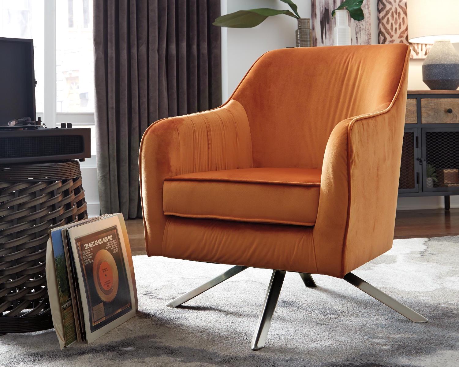 Signature Design by Ashley Contemporary Hangar Swivel Accent Chair, Rust - Image 2