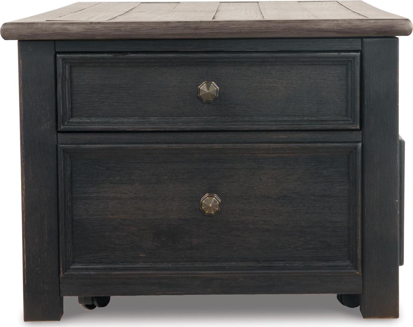 Signature Design by Ashley Tyler Creek 4 Drawer Coffee Table with Lift Top, Grayish Brown/Black - Image 8