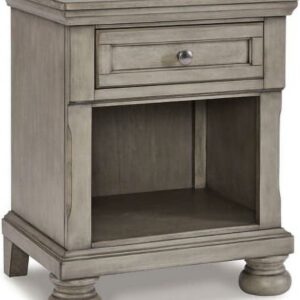 Signature Design by Ashley Casual Lettner 1 Drawer Nightstand Light Gray