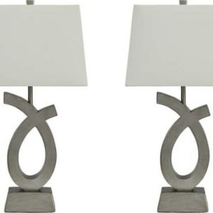 Signature Design by Ashley Contemporary Amayeta Table Lamp (Set of 2) Silver Finish