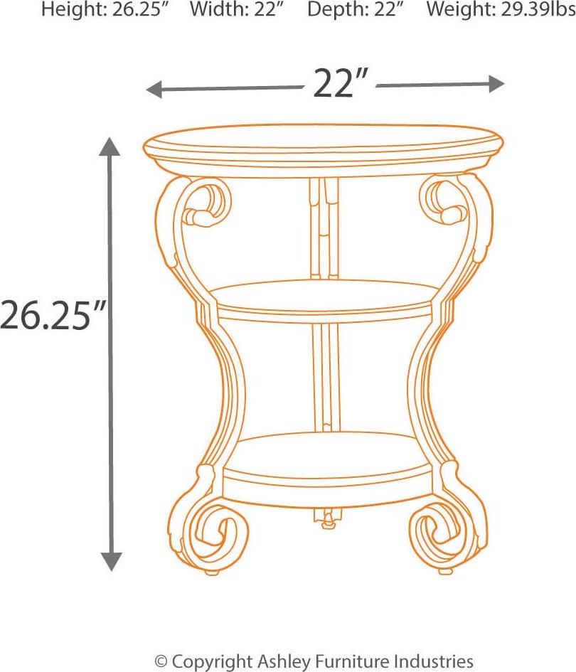 Signature Design by Ashley Traditional Nestor Chairside End Table Medium Brown - Image 3