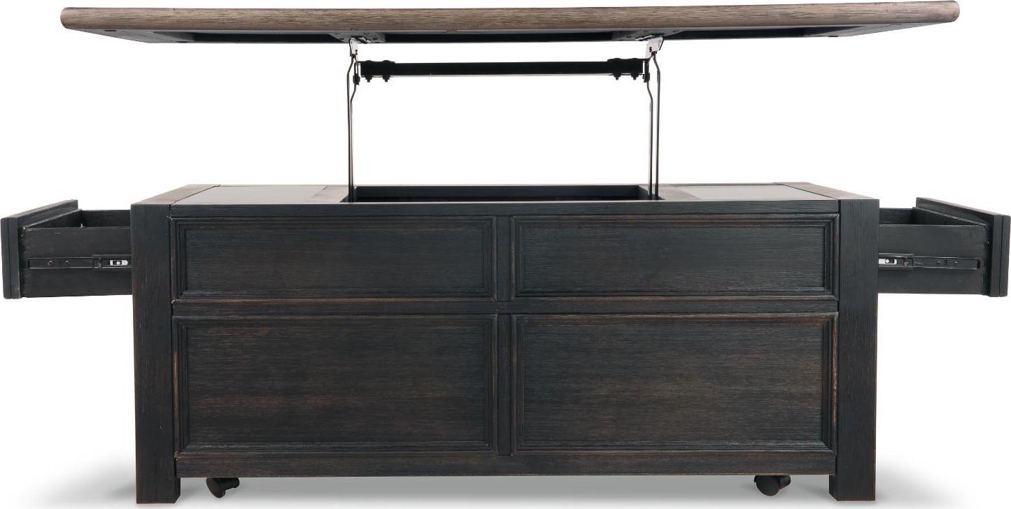 Signature Design by Ashley Tyler Creek 4 Drawer Coffee Table with Lift Top, Grayish Brown/Black - Image 5