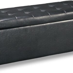 Signature Design by Ashley Contemporary Benches Upholstered Storage Bench Black