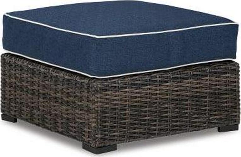 Signature Design by Ashley Contemporary Grasson Lane Ottoman with Cushion Brown/Blue