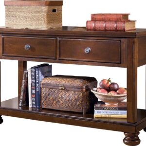 Signature Design by Ashley Casual Porter Sofa/Console Table Rustic Brown