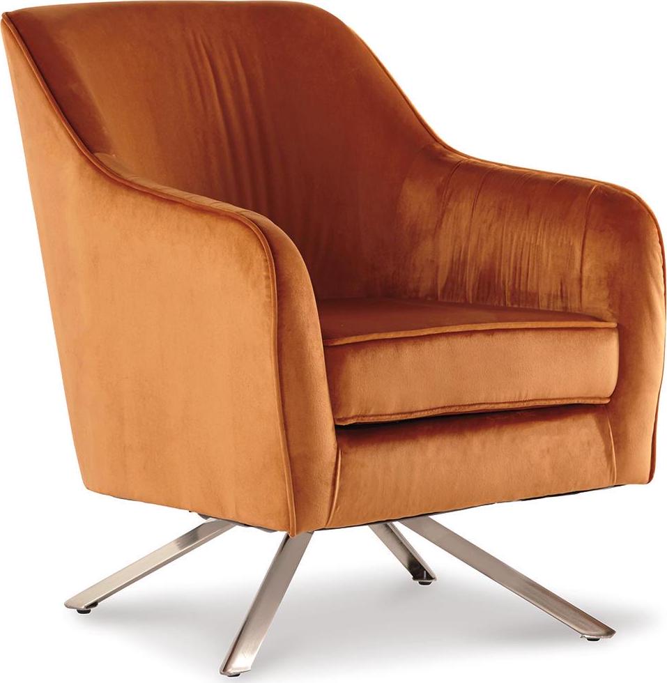 Signature Design by Ashley Contemporary Hangar Swivel Accent Chair, Rust