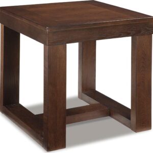Signature Design by Ashley Watson End Table, Dark Brown Wood Finish Side Table with Plank Effect Top