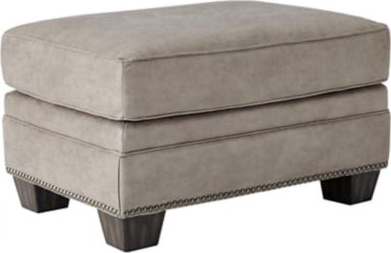 Signature Design by Ashley Traditional Olsberg Ottoman Faux Leather Steel
