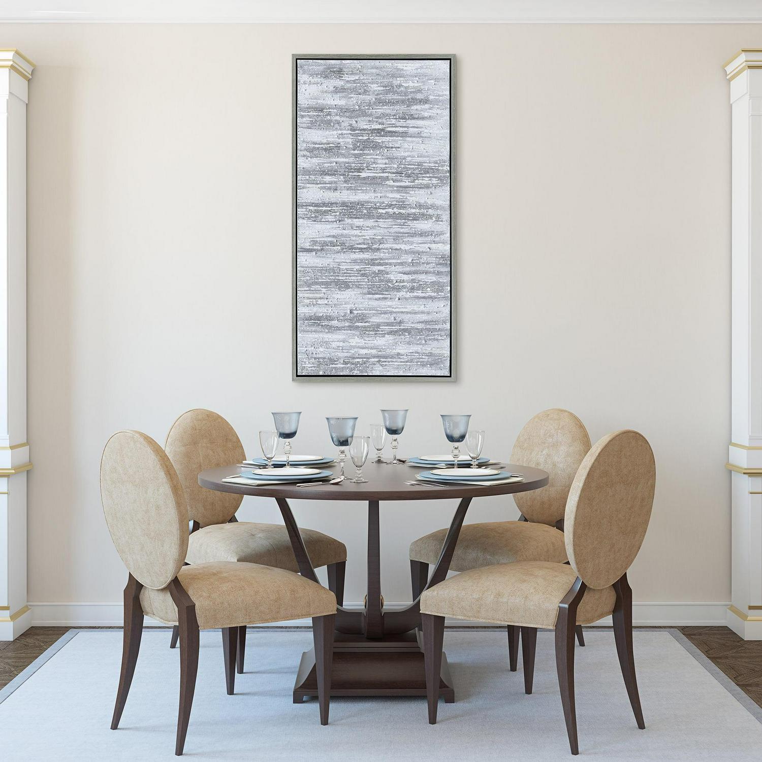 Silver Frequency Textured Hand Painted Canvas Wall Art with Silver Foil by Martin Edwards 24" x 48" - Image 6