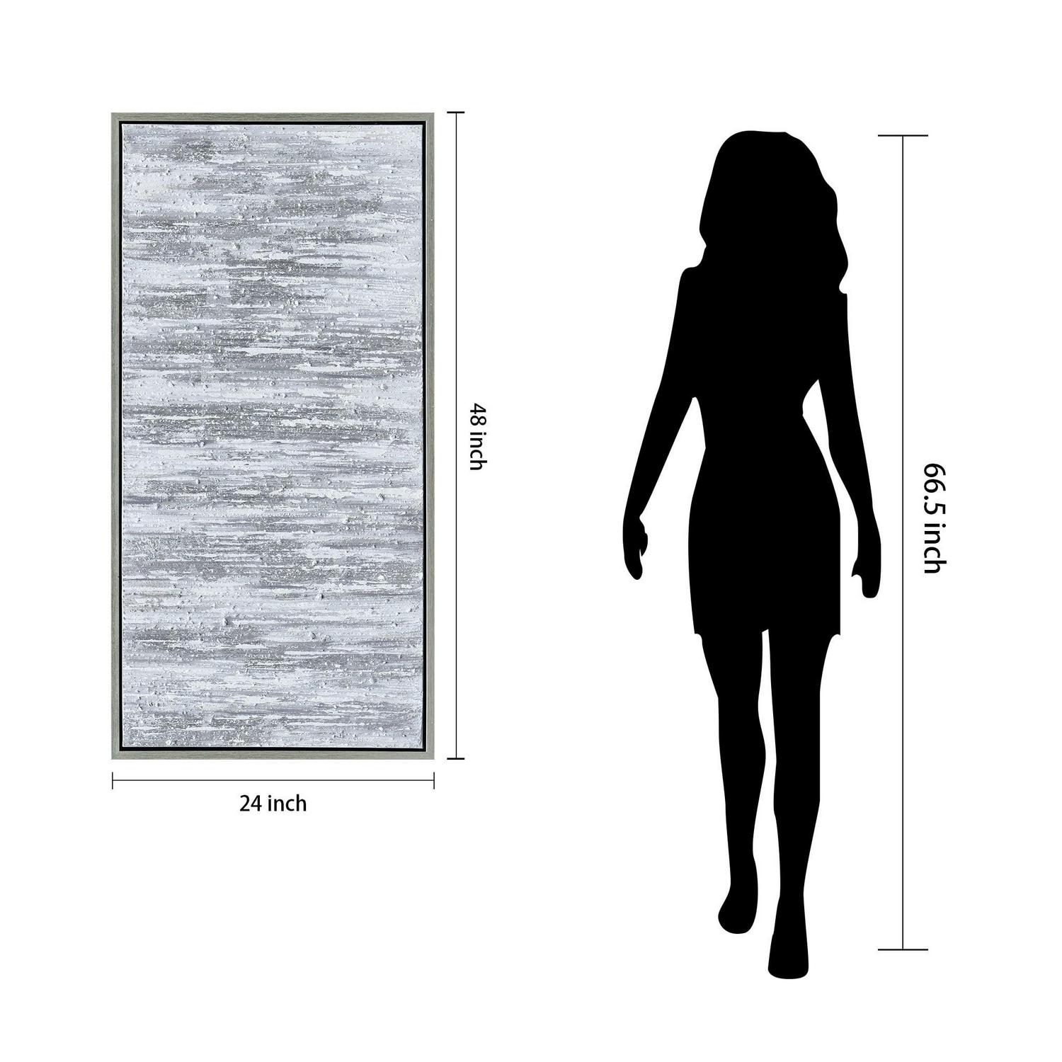 Silver Frequency Textured Hand Painted Canvas Wall Art with Silver Foil by Martin Edwards 24" x 48" - Image 8