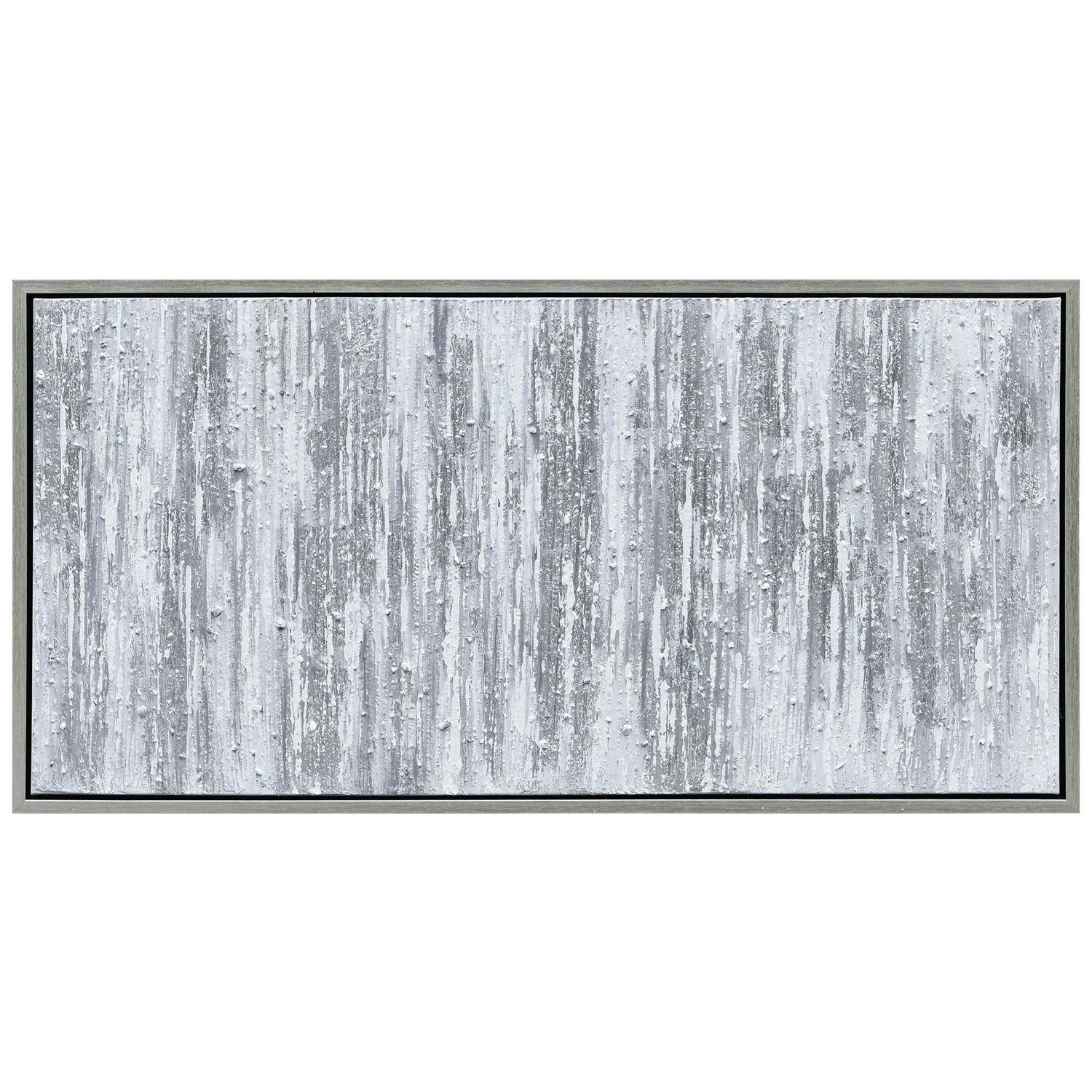 Silver Frequency Textured Hand Painted Canvas Wall Art with Silver Foil by Martin Edwards 24" x 48"