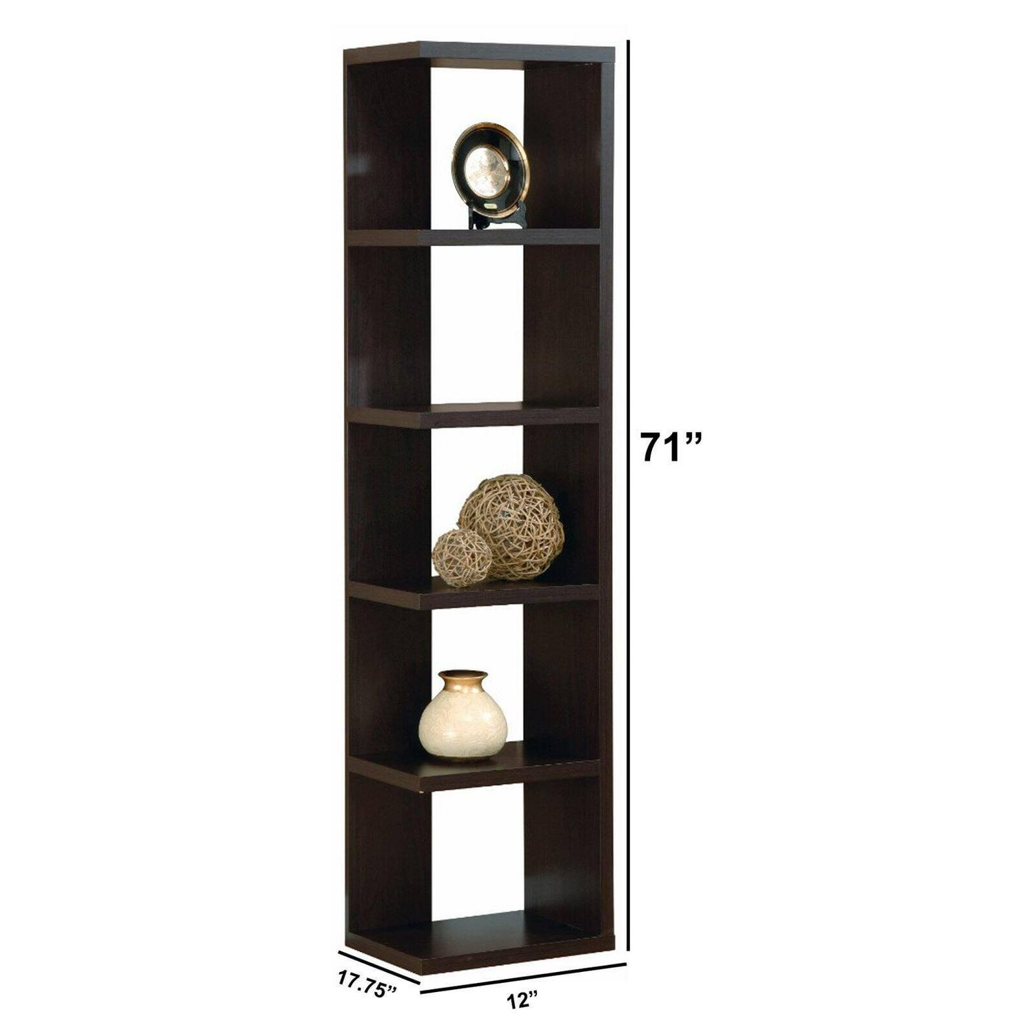 Simple And Stylish Corner Display Cabinet, Brown- Saltoro Sherpi - Image 4