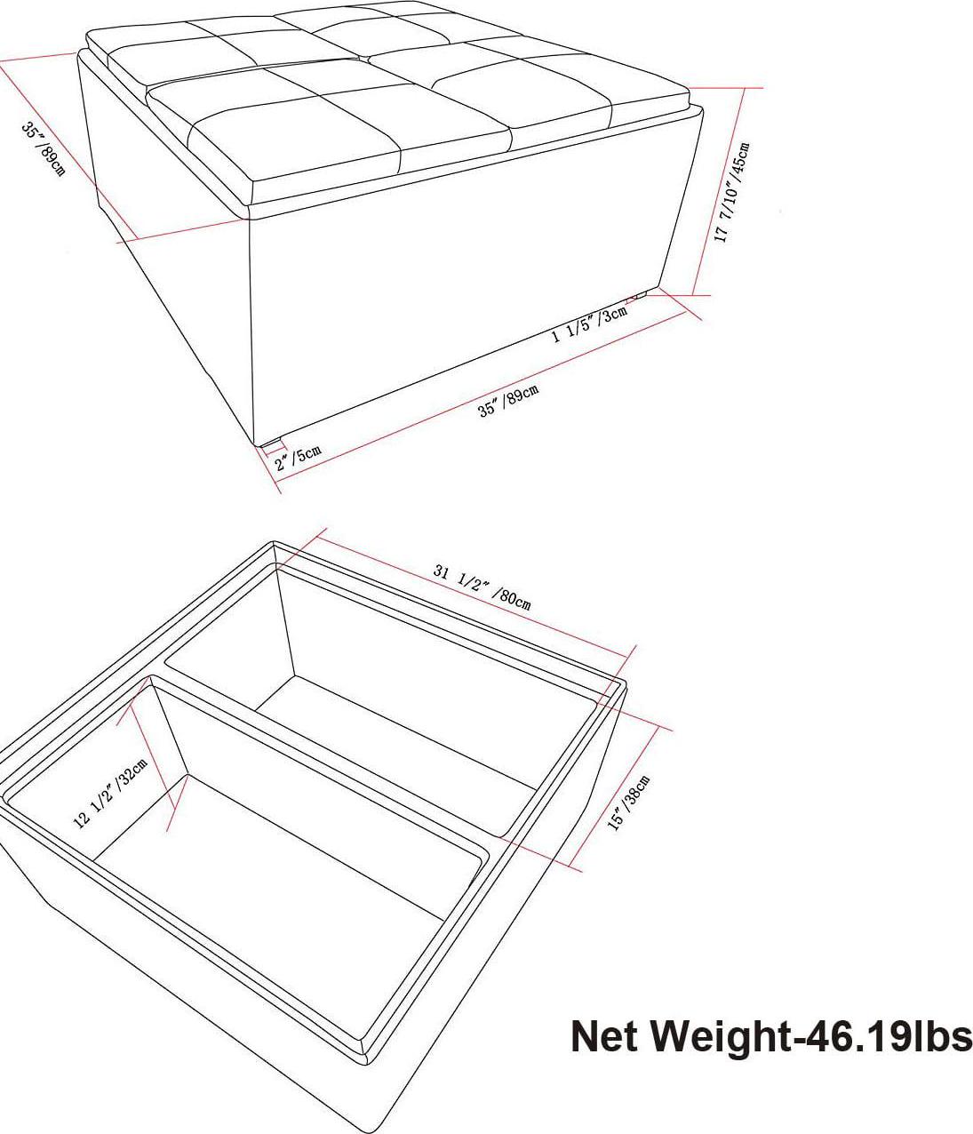 Simpli Home Avalon Coffee Table Storage Ottoman in Slate Gray - Image 2