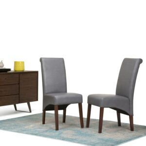 Simpli Home Avalon Parson Dining Chair (Set of 2) in Stone Grey