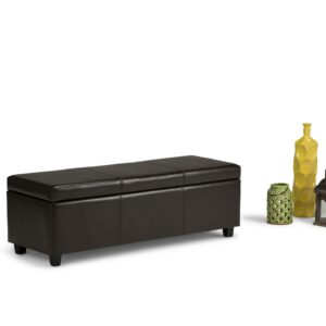 Avalon 48 inch Wide Contemporary Storage Ottoman Bench in Tanners Brown Vegan Leather