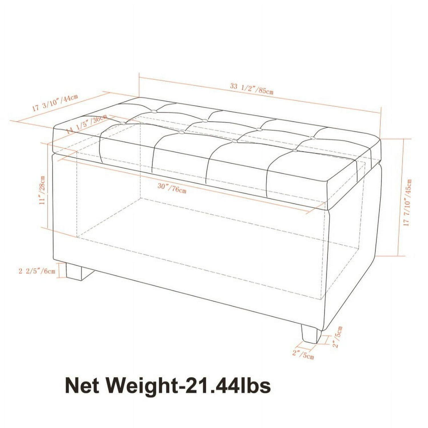 Simpli Home Cosmopolitan 34 in. W Rectangle Storage Ottoman in Midnight Black Faux Leather - Image 5